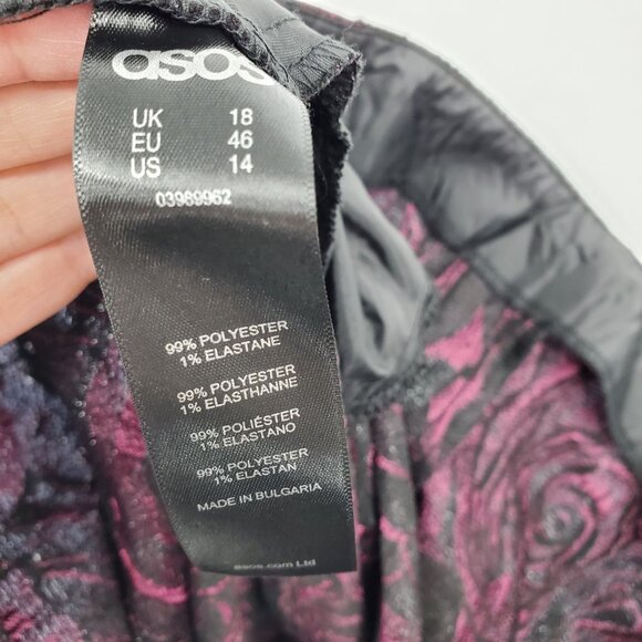 NWT Asos Cropped Wide Leg Purple Jacquard Whimsigoth High Rise Pants Size 14 - Picture 5 of 9